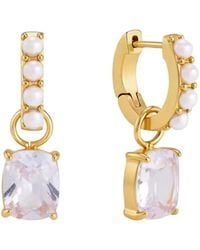 Nazzar - Pearl & Crystal Drop Huggie Earrings - Lyst