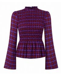 Rose & Nancy - Monica Smocked Check Blouse - Lyst