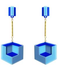 Gissa Bicalho - Handmade Acrylic Earring Double Cube - Lyst