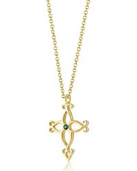 Unaloe - Soul Cross Vermeil Necklace With Emerald – Luxury Religious Jewelry - Lyst