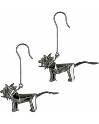 Origami Jewellery Earrings Lion Gun Metal - Black