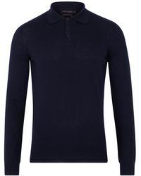 Paul James Knitwear - Extra Fine Merino Wool Turner Long Sleeve Polo Shirt - Lyst