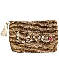 OhSun - Neutrals Love Shell & Bead Raffia Clutch - Lyst