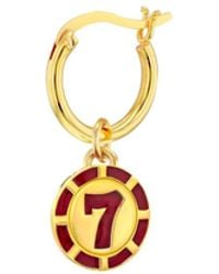 True Rocks - Red Enamel & 18kt Gold Plated Mini No.7 Vegas Chip Charm On Gold Hoop - Lyst