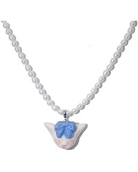 H2 Studio - Angry Puss Bow Tie Freshwater Pearl Necklace - Lyst