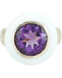 Artisan - 14K Enamel & Amethyst Halo Cocktail Ring - Lyst