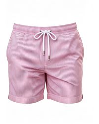 Vayla - Long Length Coral Stripe Swim Shorts - Lyst