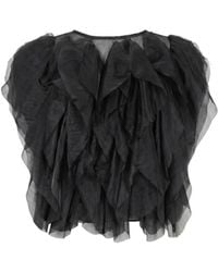 Modenaire - Sheer Tulle Top With Flowing Cascading Ruffles - Lyst