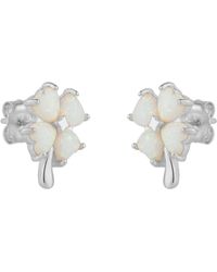 Spero London - Opal Four Leaves Clover Sterling Stud Earring - Lyst