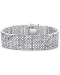 Genevive Jewelry - Sterling Plated With Cubic Zirconia Wide Six Row Tennis Bracelet - Lyst