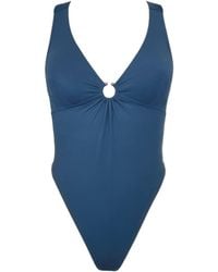 MONIQUE MORIN LINGERIE - Caress X Back Bodysuit Dark Denim - Lyst