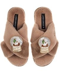 Laines London - Neutrals Classic Laines Slippers Christmas Collection With Double Snow Globe Brooches - Lyst