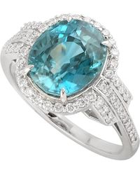 Artisan - Natural Diamond & Blue Zirconia In 18k White Gold Cocktail Ring Handmade - Lyst