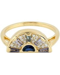 Artisan - 18K Diamond & Gemstone Half-Moon Ring - Lyst