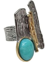 Farra - Amazonite Stone Setting Platinum Statement Ring - Lyst
