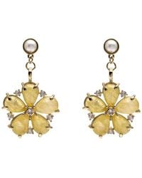 Farra - Citrine Flower Dangle Statement Earrings - Lyst