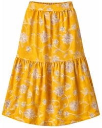 Conquista - Floral Print Tiered Midi Skirt - Lyst