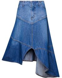 Love and Nostalgia - Little Wildflower Denim Midi Skirt - Lyst