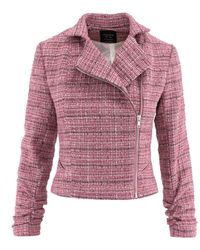 AVENUE No.29 - Double Breasted Cropped Jacket With Zipper – Pink - Lyst