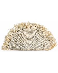 OhSun - Neutrals Matilde Raffia Fringe Clutch - Lyst