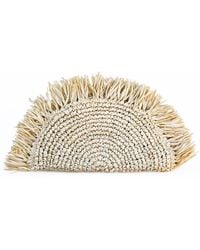 OhSun - Neutrals Matilde Raffia Fringe Clutch - Lyst