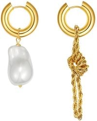 Classicharms - Asymmetrical Rope Chain Baroque Pearl Drop Earrings - Lyst