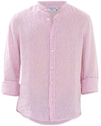 Haris Cotton - Slim Fit Mandrin Neck Linen Melange Dye Shirt - Lyst