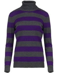 Conquista - Fitted Long Sleeve Striped Knit Polo Neck Jumper - Lyst