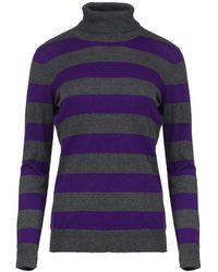 Conquista - Fitted Long Sleeve Striped Knit Polo Neck Jumper - Lyst