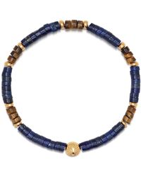 Nialaya - S Wristband With Blue Lapis And Brown Tiger Eye Heishi Beads And Gold - Lyst
