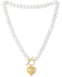 Pearls of the Orient Online - Amare Single Strand Irregular Cultured Freshwater Pearl Necklace With Brushed Heart - Lyst