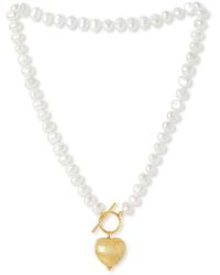 Pearls of the Orient Online - Amare Single Strand Irregular Cultured Freshwater Pearl Necklace With Brushed Heart - Lyst
