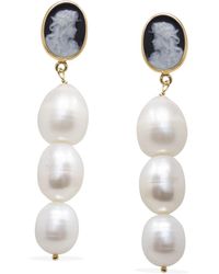 Vintouch Italy - Portrait Of A Girl Cameo And Pearl Earrings - Lyst