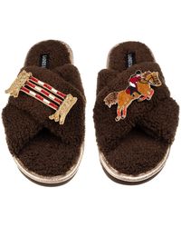 Laines London - Neutrals Laines Neutral Boucle Slippers With Show Jumper Brooches - Lyst