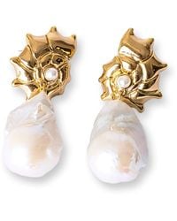 Classicharms - Leah Shell Baroque Pearl Drop Earrings - Lyst