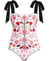 Jessie Zhao New York - Floral Symphony Embroidered Swimsuit - Lyst