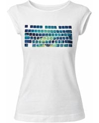 Conquista - Abstract Mosaic Print Cap-Sleeve Cotton Top - Lyst