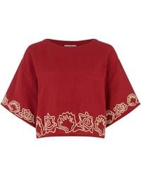 Raffya - Milly Embroidered Split Open Back Blouse - Lyst