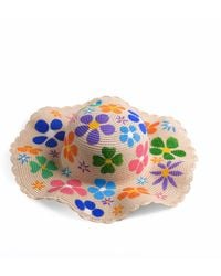 Heartfelt Layers - Hand Painted Floral Straw Sun Hat – Colorful Flower Summer Beach Headwear - Lyst