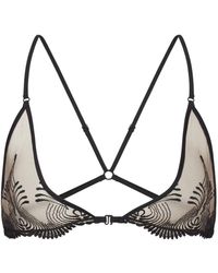 Lunatic Femme - Neutrals Love Triangle Embroidered Bra - Lyst