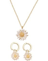 Fable England - Daisy Huggie Earrings & Daisy Chain Necklace Set - Lyst