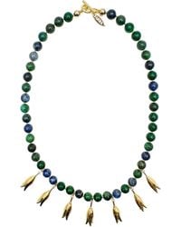 Farra - Phoenix Lapis With Flower Pendants Statement Necklace - Lyst