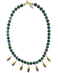 Farra - Phoenix Lapis With Flower Pendants Statement Necklace - Lyst