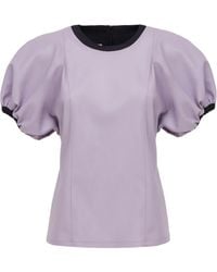 Julia Allert - Puff Sleeve Faux Leather Top – - Lyst