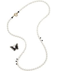 Farra - Versatile Freshwater Pearl With Removable Butterfly Pendant Necklace - Lyst