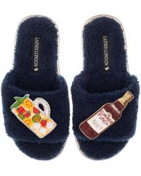 Laines London - Teddy Towelling Slipper Sliders With Summer Punch Brooches - Lyst
