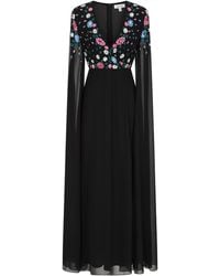 Frock and Frill - Mayra Floral Embroidered Cape Sleeve Maxi Dress - Lyst
