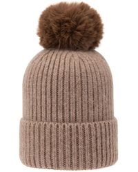 At Last - Super Soft Chunky Cashmere Hat With Pom Pom - Lyst