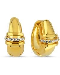 LINYA JEWELLERY - Stone Mini Hoop Earrings - Lyst