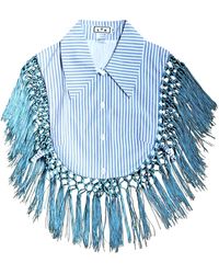 L2R THE LABEL - Striped Reversible Fringe Vest - Lyst